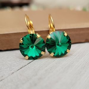 Austrian Crystal Earrings in Yellow Gold Plating